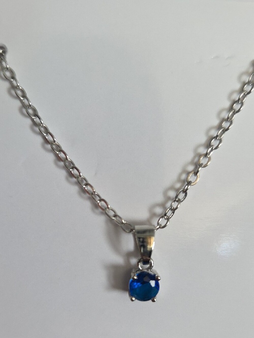Effy Blue Solitaire Polished Silver-Tone Chain Necklace with Lobster Clasp